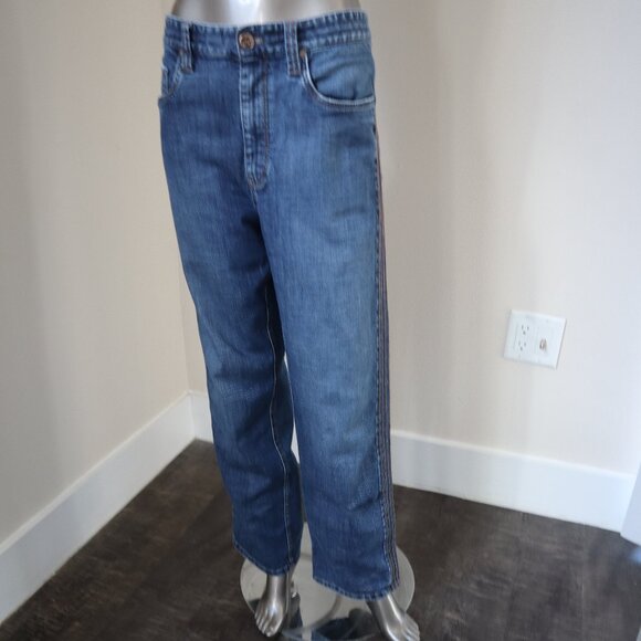 Brunello Cucinelli Jeans Monili Track Blue Denim Wide Leg Relaxed 32x28 Size 6 - Picture 2 of 13